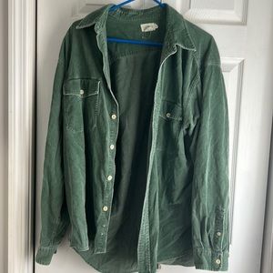 green corduroy thick shirt or light jacket